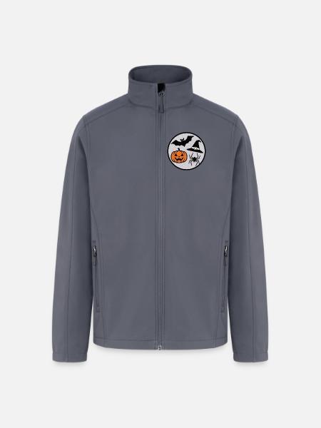 Halloween Circle: Pumpkin Bat Spider - Men’s Soft Shell Jacket - gray