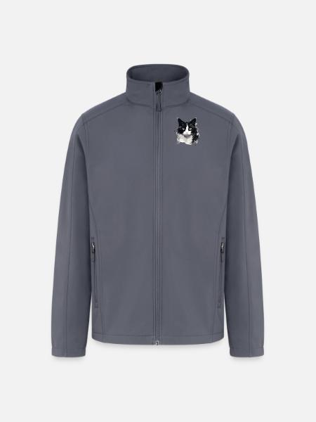 Tuxedo Cat Face - Men’s Soft Shell Jacket - gray