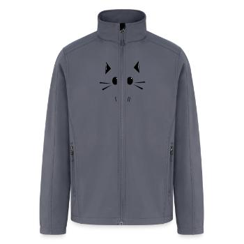 Minimalist Cute Cat Face - Men’s Soft Shell Jacket - gray - Front