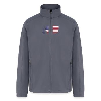 T shirt screen printing with a brush design flag - Men’s Soft Shell Jacket - gray - Front