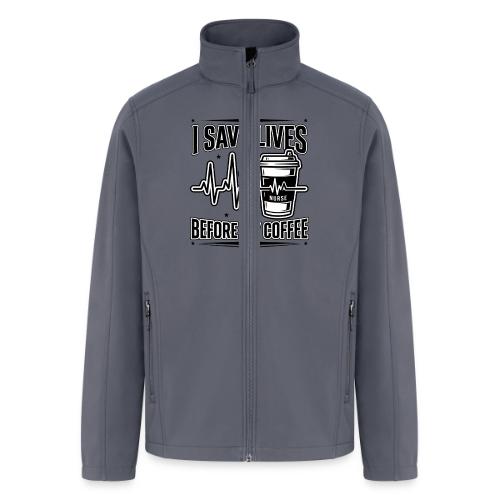 Nurse Coffee Humor - Saving Lives - Men’s Soft Shell Jacket