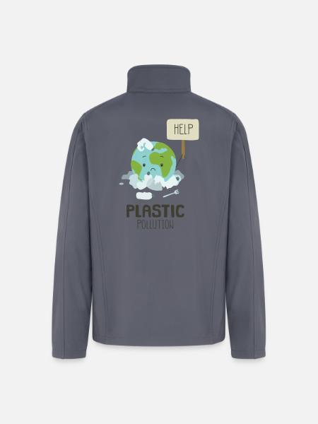 Earth Suffering Plastic Pollution - Men’s Soft Shell Jacket - gray