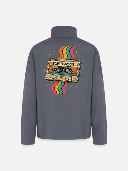 Vintage Boho Cassette Tape Design - Men’s Soft Shell Jacket - gray