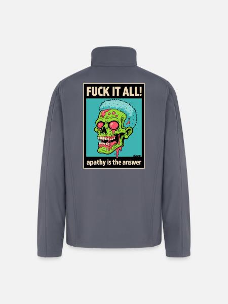Apathy Skull Graphic with Bold Text - Men’s Soft Shell Jacket - gray