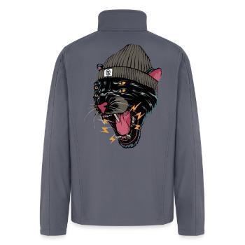 Urban Fierce Black Cat Illustration - Men’s Soft Shell Jacket - gray - Back