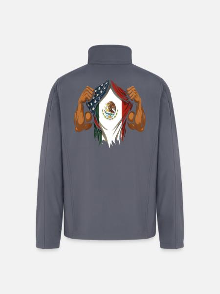 Mexican American Flag Mexican Roots - Men’s Soft Shell Jacket - gray