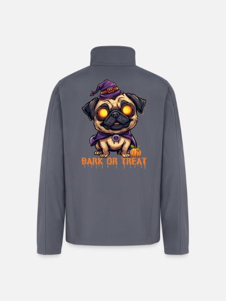 Pug Halloween Bark or Treat - Men’s Soft Shell Jacket - gray