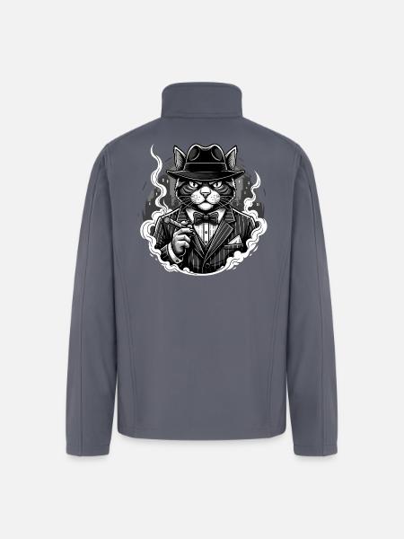 Noir Cat Gangster in Suit - Men’s Soft Shell Jacket - gray
