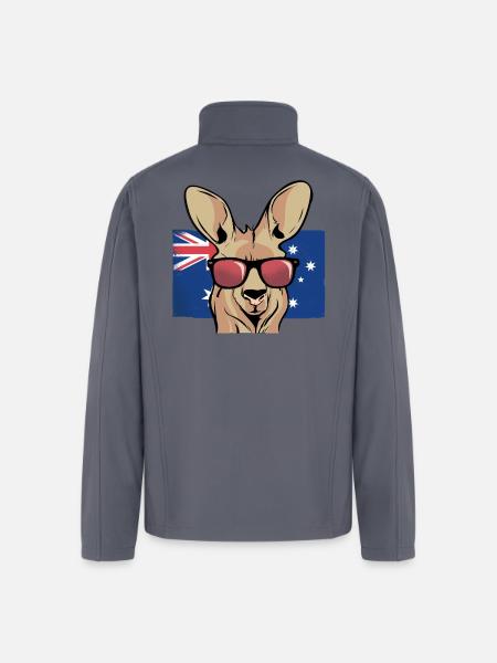 Aussie Kangaroo Sunglasses Flag - Men’s Soft Shell Jacket - gray