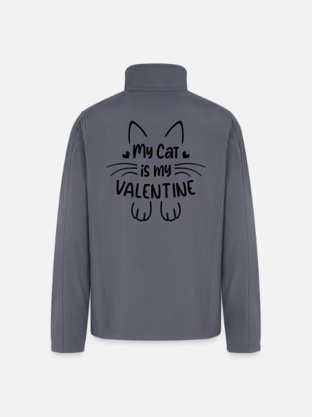 My Cat is My Valentines - Men’s Soft Shell Jacket - gray