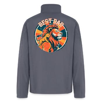 Best Dad Lion Round Badge - Men’s Soft Shell Jacket - gray - Back