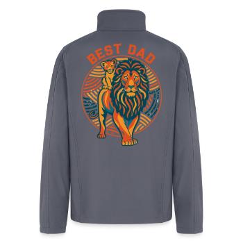 Best Dad Lion with Cub Retro Emblem - Men’s Soft Shell Jacket - gray - Back