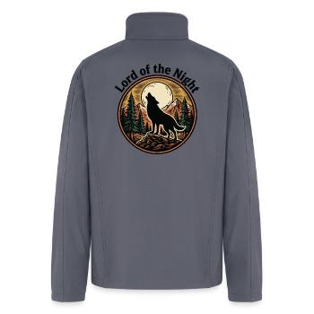 Wolf Howling at Moon Mountain Forest Shirt - Men’s Soft Shell Jacket - gray - Back