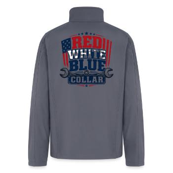 Red White Blue Collar - Men’s Soft Shell Jacket - gray - Back