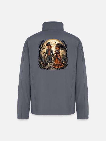 Moonlit Pumpkin Couple - Men’s Soft Shell Jacket - gray