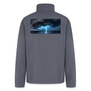 Storm Lightning Over Ocean - Men’s Soft Shell Jacket - gray - Back