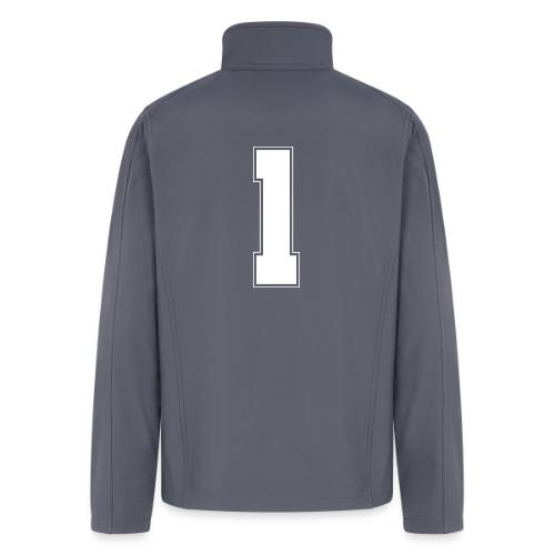 White Number 1 – Varsity Font - Men’s Soft Shell Jacket