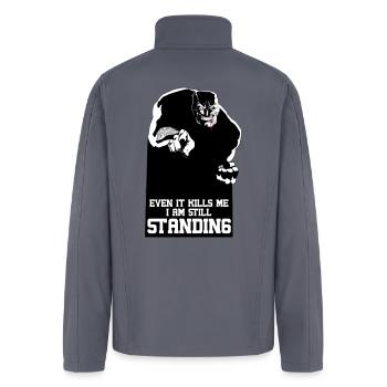 showing never give up in muscular way - Men’s Soft Shell Jacket - gray - Back