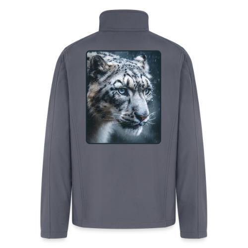 Snow Leopard Blue Eyes Design - Men’s Soft Shell Jacket