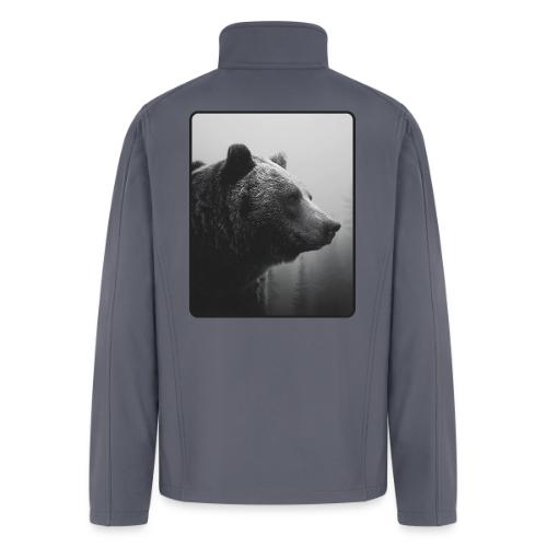 Grizzly Bear Black White Portrait Design - Men’s Soft Shell Jacket