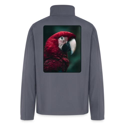 Red Green Macaw Bird Portrait Design - Men’s Soft Shell Jacket