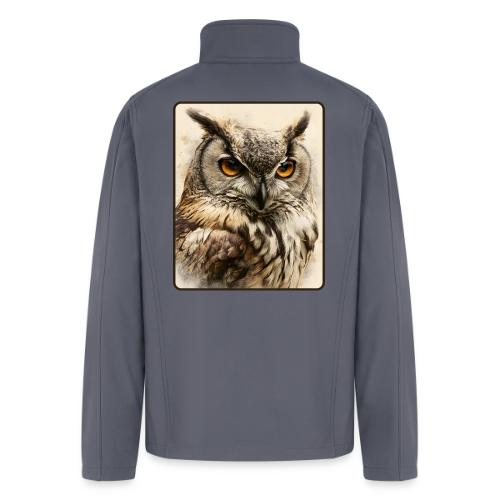 Great Horned Owl Watercolor Design - Men’s Soft Shell Jacket