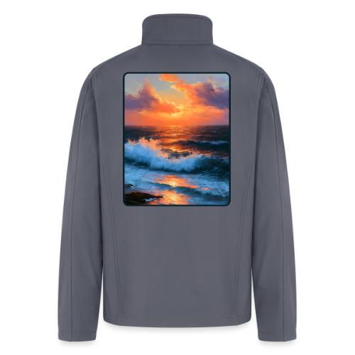 Sunset Storm Waves Oil Painting - Men’s Soft Shell Jacket