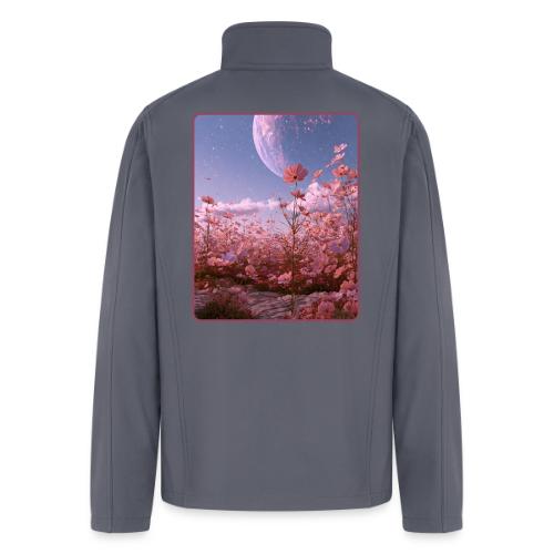Cosmic Moon & Cosmos Flowers Art - Men’s Soft Shell Jacket