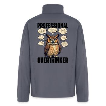 Professional Overthinker – Owl with Thought Bubble - Men’s Soft Shell Jacket - gray - Back
