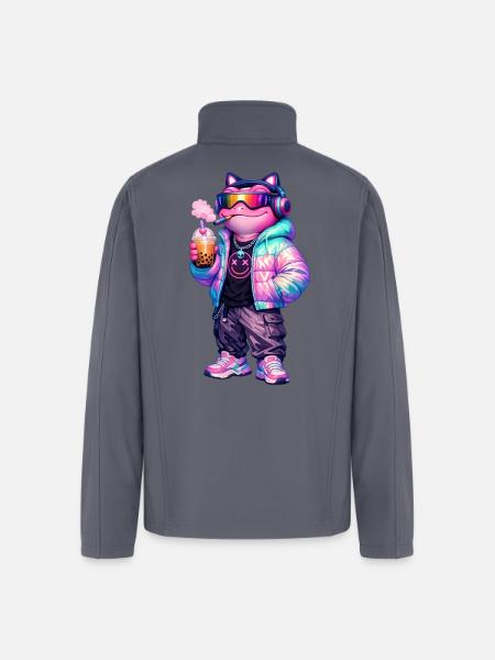 Retro CyberPunk Frog - Men’s Soft Shell Jacket - gray