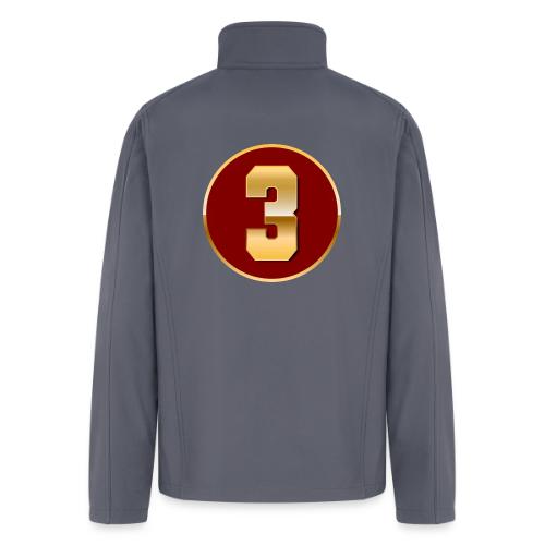 Number 3 in Gold Varsity Font - Men’s Soft Shell Jacket