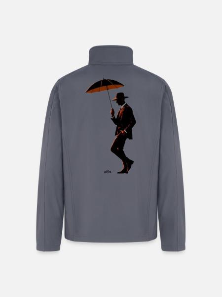 Noir Gentleman Umbrella Silhouette - Men’s Soft Shell Jacket - gray