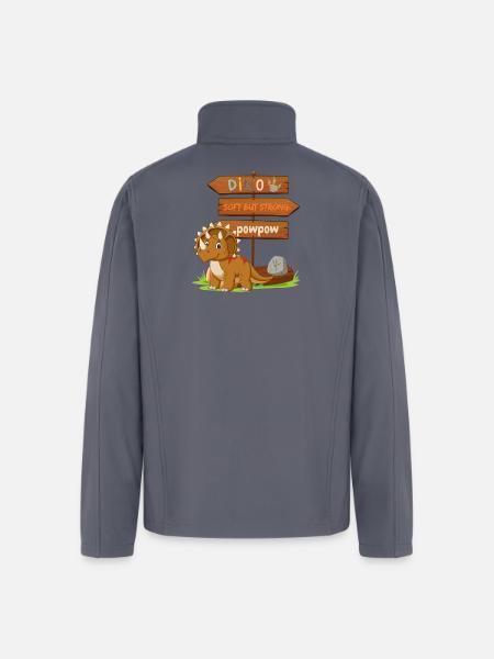 Cute Dinosaur with Playful Signpost - Men’s Soft Shell Jacket - gray