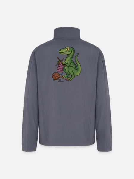 Knit Dino Cozy Green Reptile - Men’s Soft Shell Jacket - gray