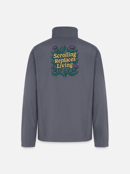 Scrolling Replaces Living Typography - Men’s Soft Shell Jacket - gray