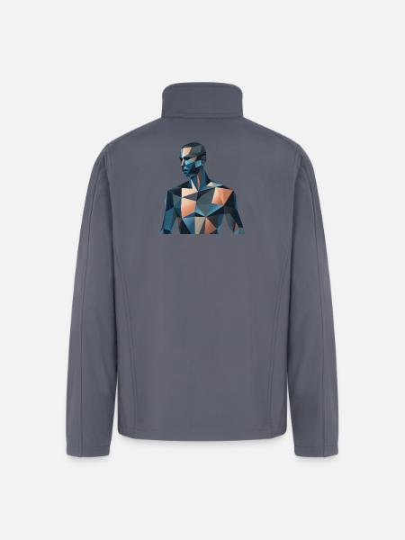 Blue Low-Poly Portrait - Men’s Soft Shell Jacket - gray