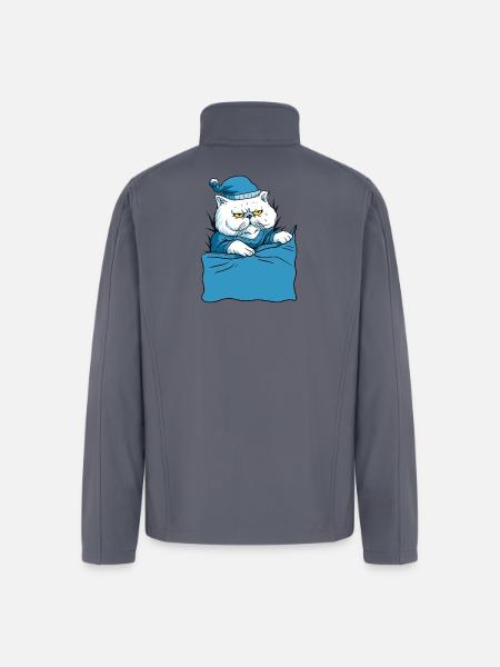 Grumpy Blue Pajama Cat - Men’s Soft Shell Jacket - gray