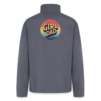 Retro Sunset Girl Dad Typography -- Dad Gift - Men’s Soft Shell Jacket - gray - Back