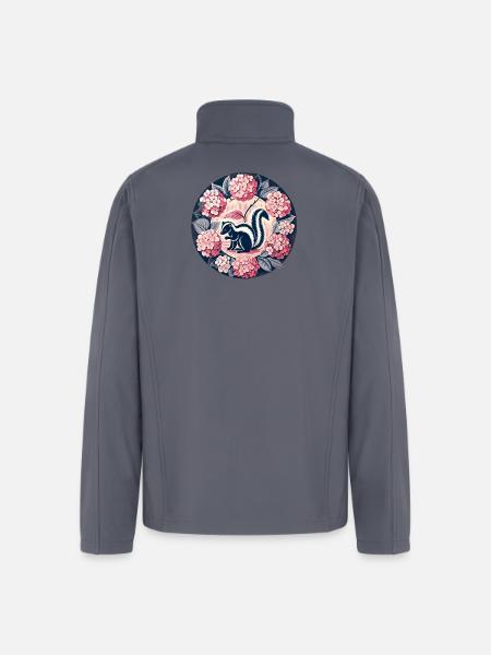 Hydrangea Circle Skunk Motif - Men’s Soft Shell Jacket - gray