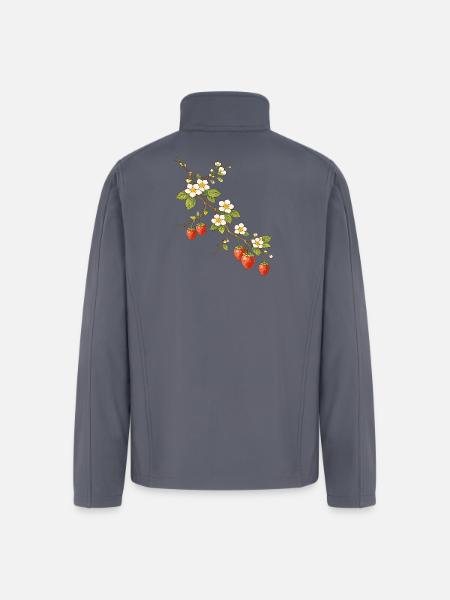Strawberry Branch with Blossoms Illustration - Men’s Soft Shell Jacket - gray
