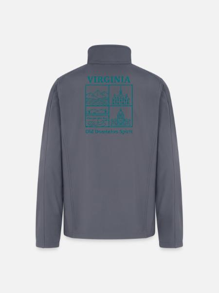 Virginia Vista: Mountains, Bay and Capitol - Men’s Soft Shell Jacket - gray