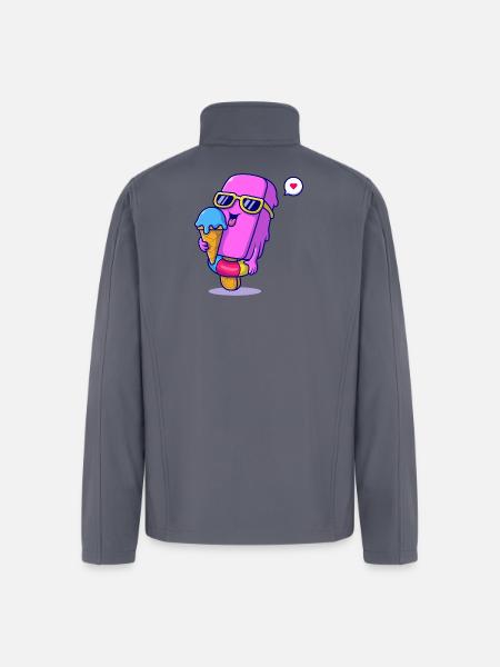 Sunny Pink Ice Pop Mascot - Men’s Soft Shell Jacket - gray