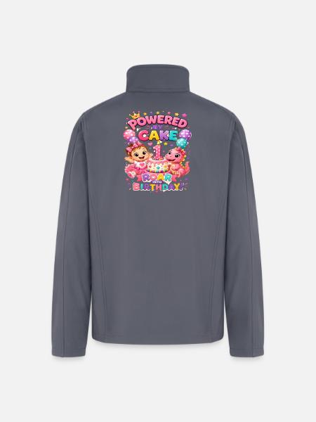 Powered_by_Cake_Dinosaur_1st_Birthday_Shirt Girls - Men’s Soft Shell Jacket - gray