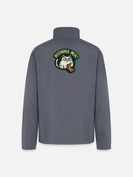 Meowma Mia Embroidered Patch - Men’s Soft Shell Jacket - gray