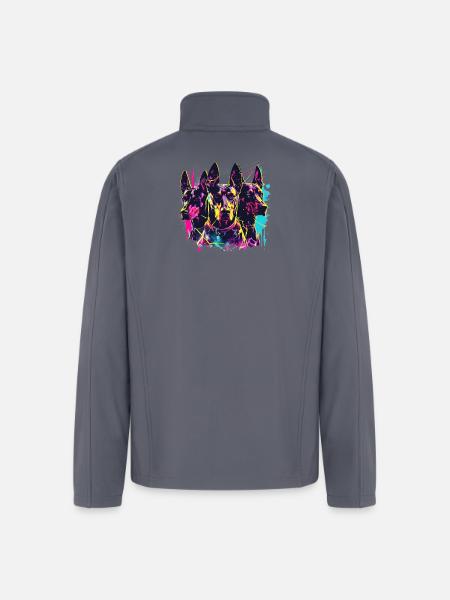 Neon Doberman Trio Splash - Men’s Soft Shell Jacket - gray