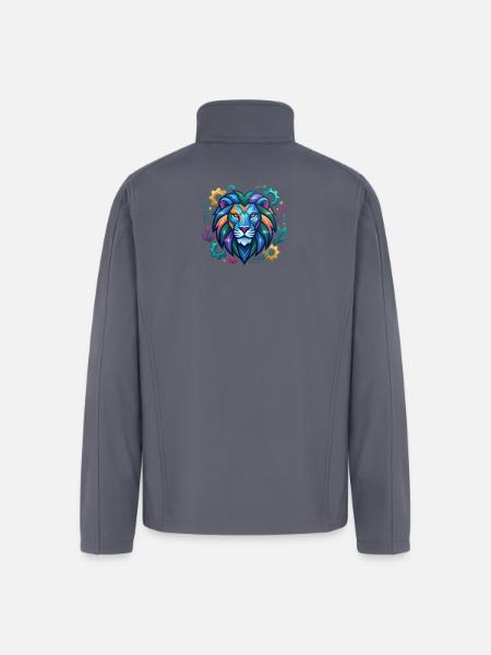 Vivid Circuit Lion Tech Art - Men’s Soft Shell Jacket - gray