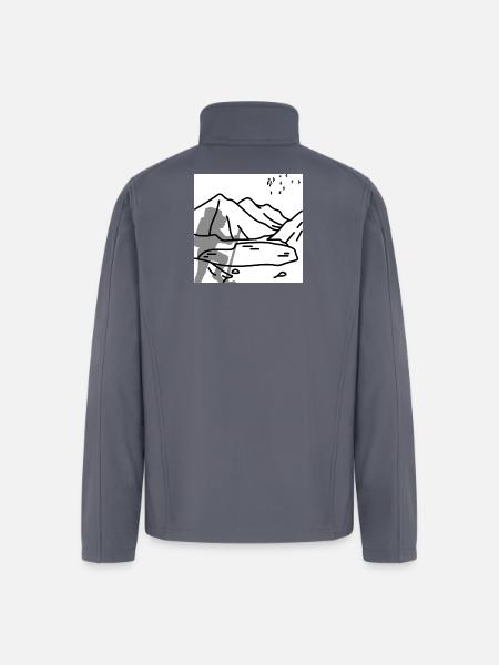 Minimal Mountain Birds Line Art - Men’s Soft Shell Jacket - gray