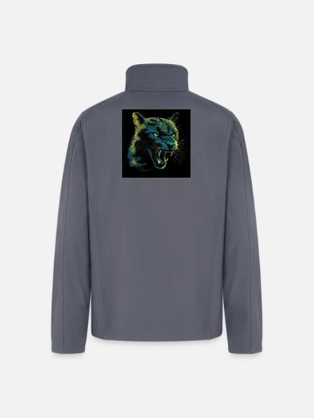 Neon Halftone Cat Roar - Men’s Soft Shell Jacket - gray