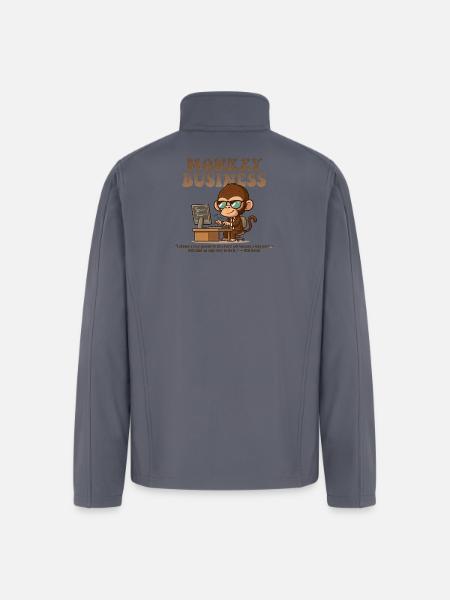 Monkey Business Aesthetic with Quote - Men’s Soft Shell Jacket - gray