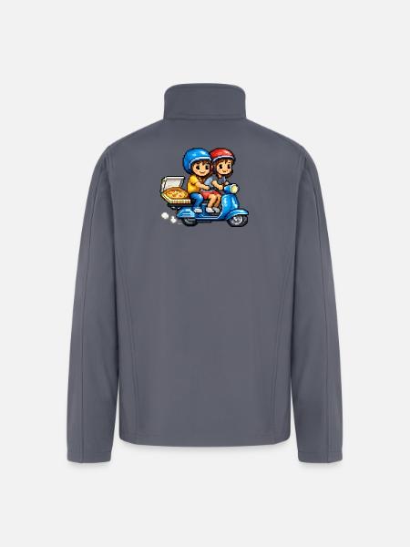 Boy and Girl on Vespa with Pizza! - Men’s Soft Shell Jacket - gray